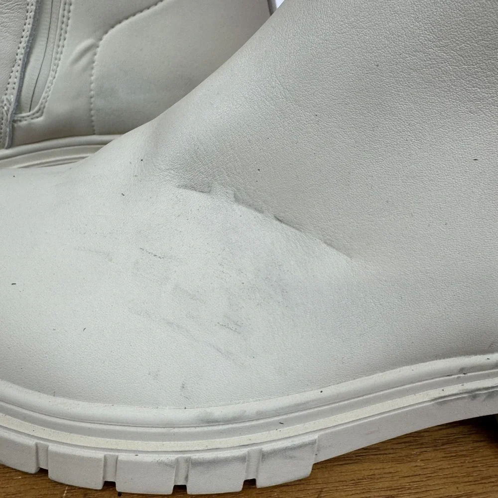 Womens Blondo Prestly Ivory Leather Waterproof Casual Ankle Boots‎ Size 11 M GUC
